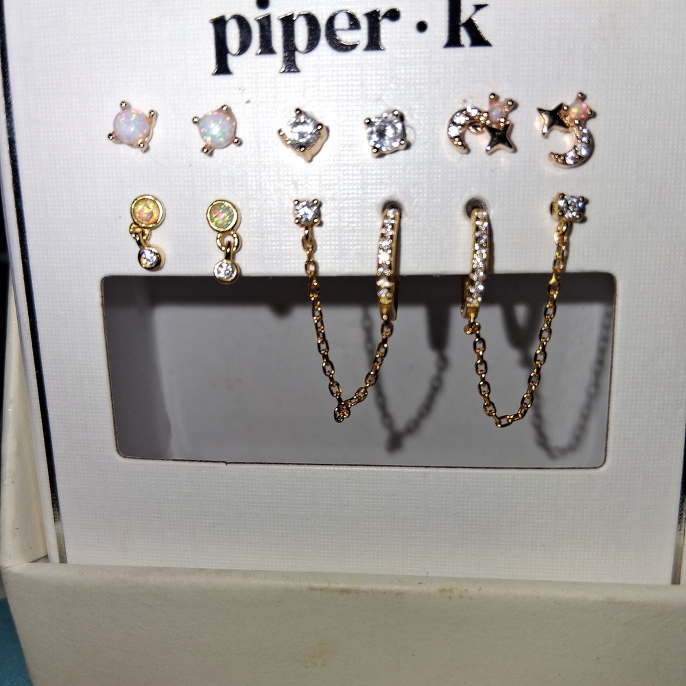 Piper K 5 Earrings Sets include Opal, Drop Dangle and Cupid Zirconia